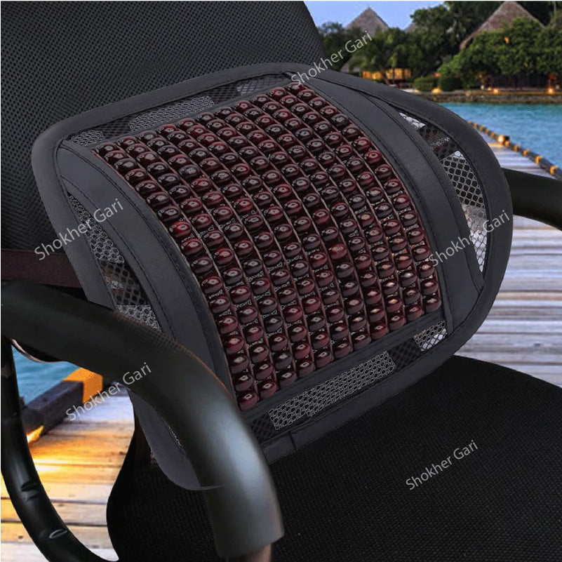 Wooden Back Support for Car Seat - Black image