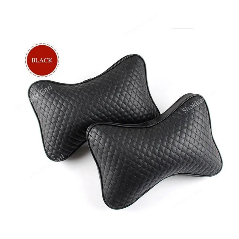 Artificial Leather Neck Pillow- 2 Pieces Set