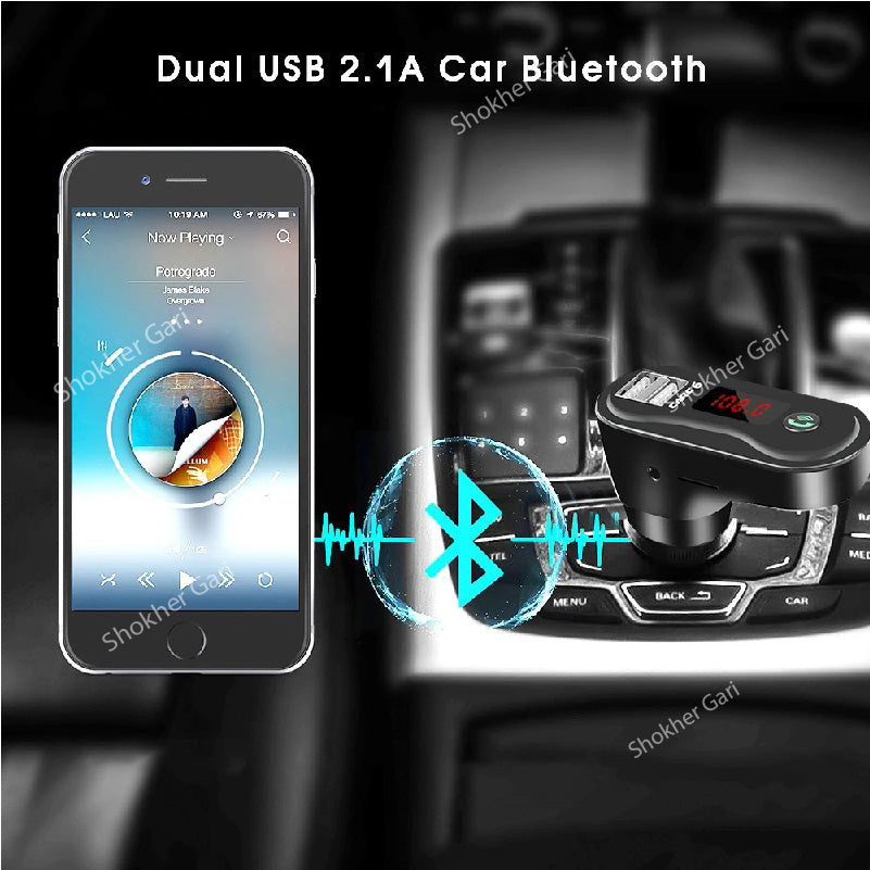 Hands Free Wireless Bluetooth FM Transmitter + AUX Modulator Car Kit MP3 Player image 2
