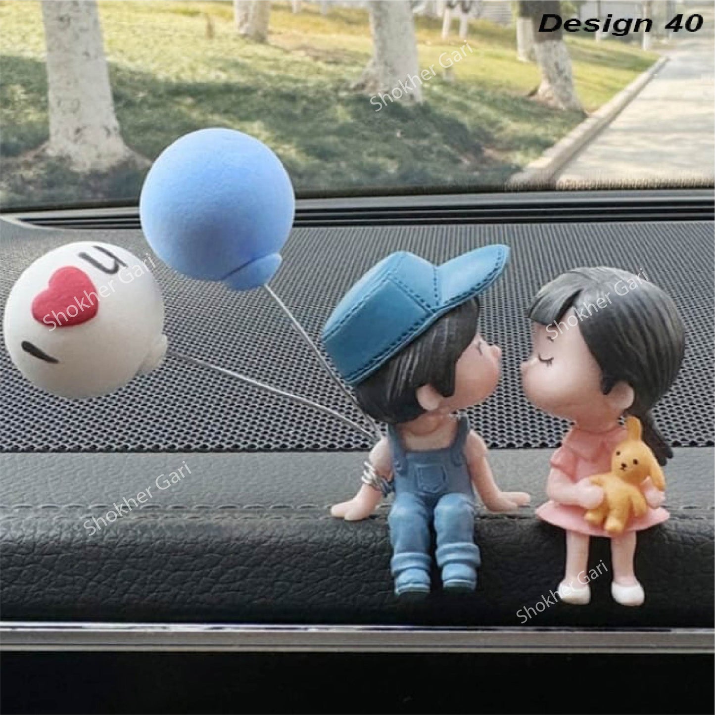 Car Dashboard Showpiece Cute Cartoon Couple Action Doll Balloon - 40 image