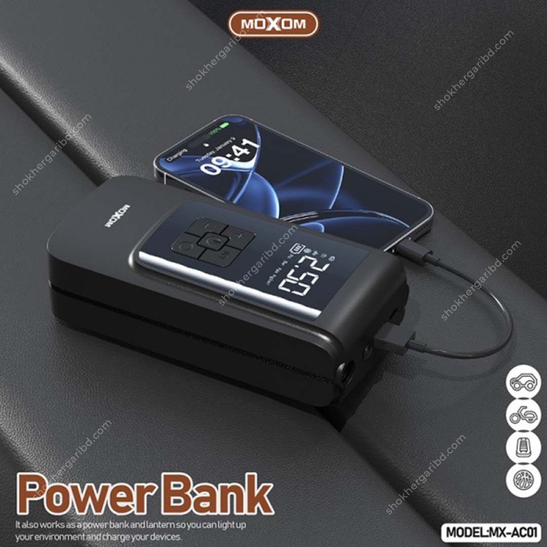 Moxom MODEL:MX-ACOI Portable Cordless Air Pump 4000 mah &amp; Power Bank image 6