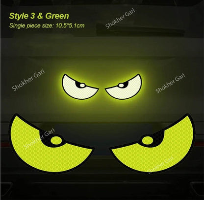2Pcs Round Cat Eyes Pattern Night Reflective Sticker  - Yellow image