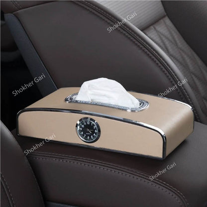 Multi-function Car Clock Tissue Box Cover Rectangular image 0