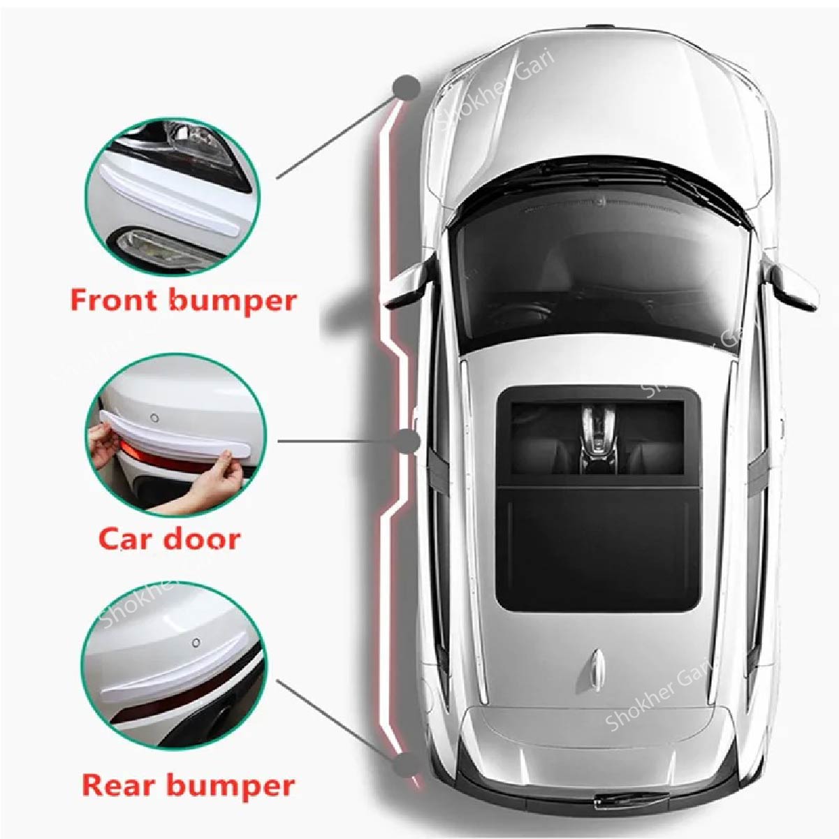 2PCS Car Bumper Universal Protection Strip Anti-scratch Sticker image 2
