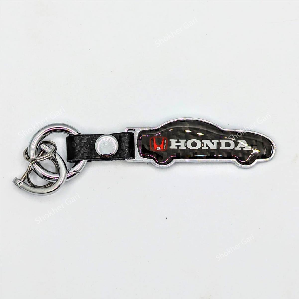 Carbon Car Shape Metal Keyring