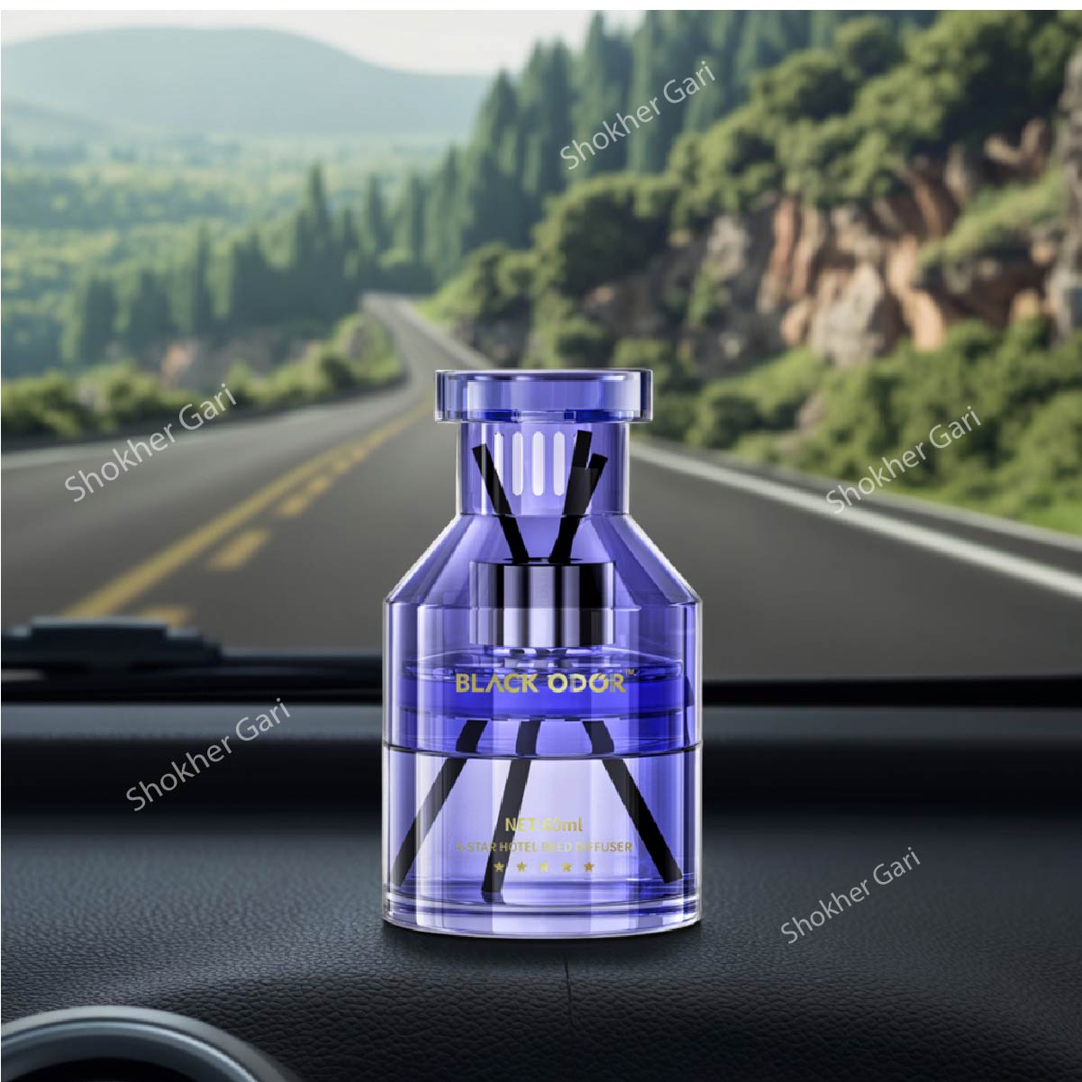 Car Modern Luxury Solid Glass Air Freshener Black Oud Perfume image 3