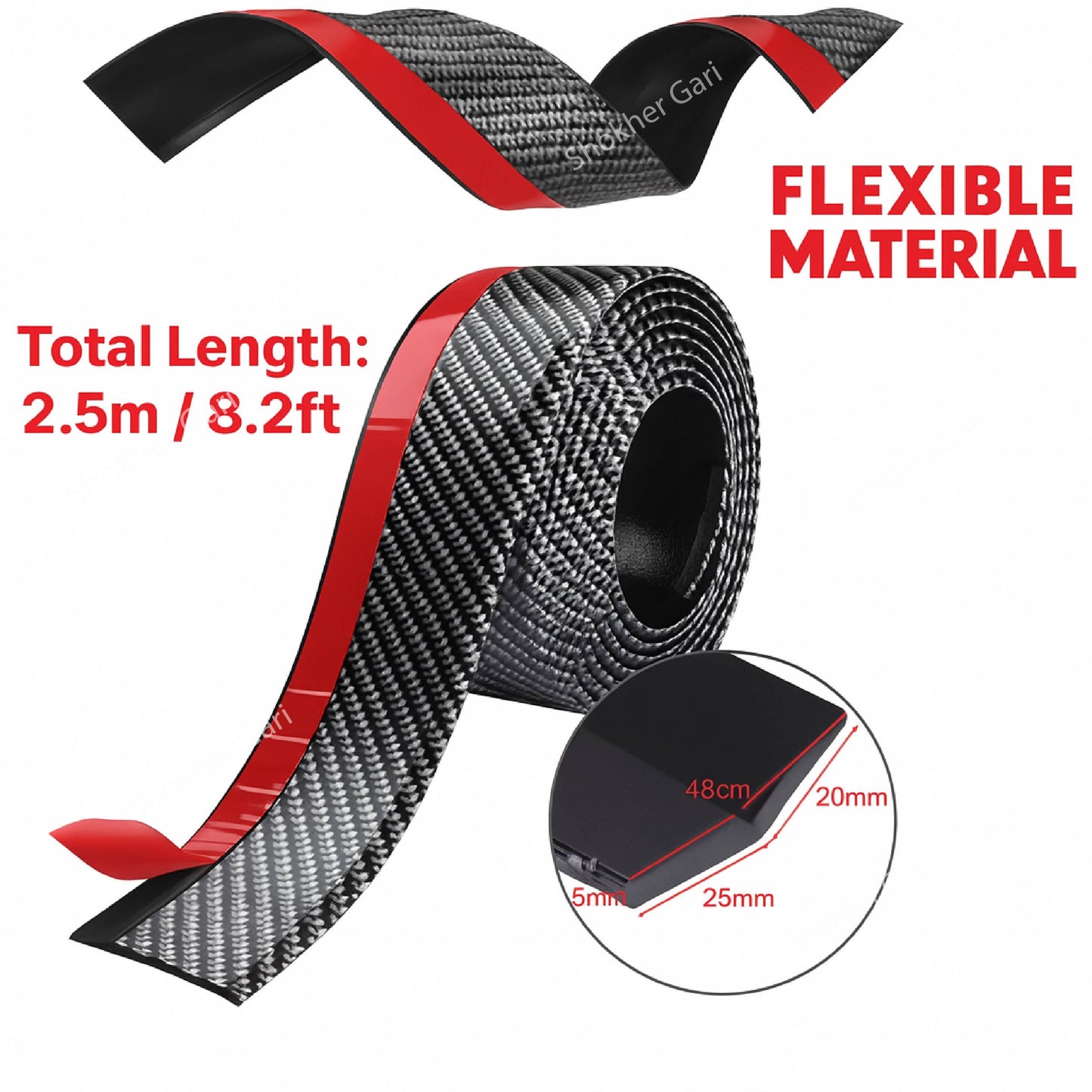 Carbon Fiber Bumper Lip Deflector- Universal Carbon Fiber Bumper Guard- 2.5 m image 1