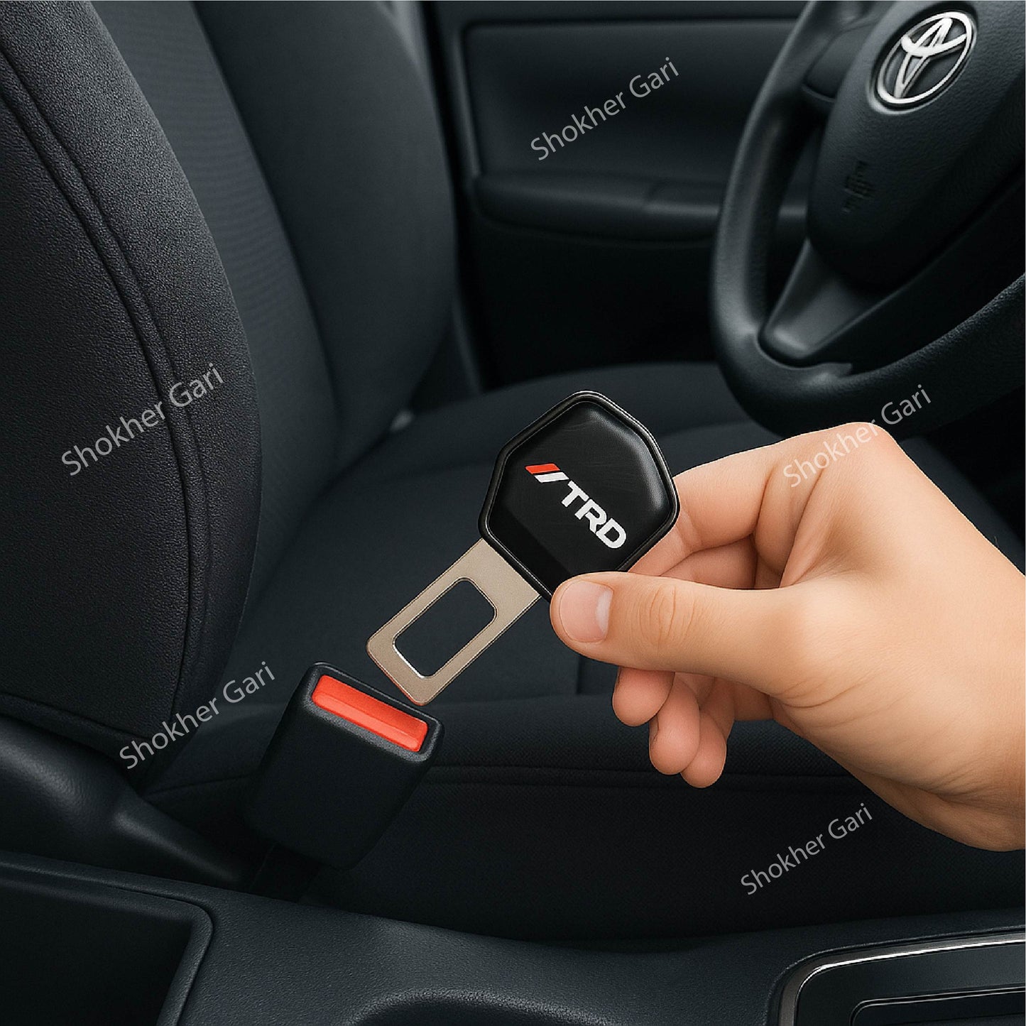 Car Metal Carbon Style Seat Belt Clip 2pcs image 0