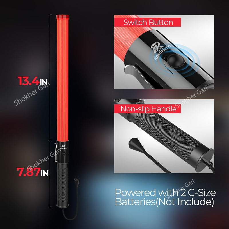 1 pcs Traffic Warning Baton With Sling LED Flashlight image 1