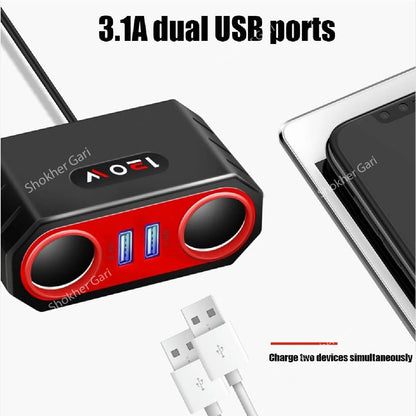 Car Fast 2 Socket With 2 USB image 2
