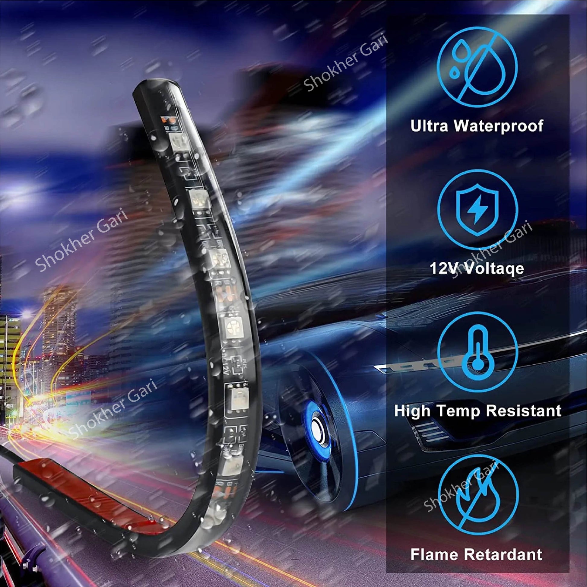 Car Interior RGB Music Light / Atmosphere Lights – 4pcs Multi-Color Music Sync image 3