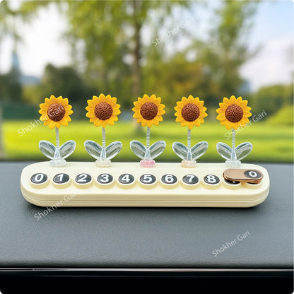 Car Sunflower Showpiece Dashboard Perfume with Mobile Number image 1