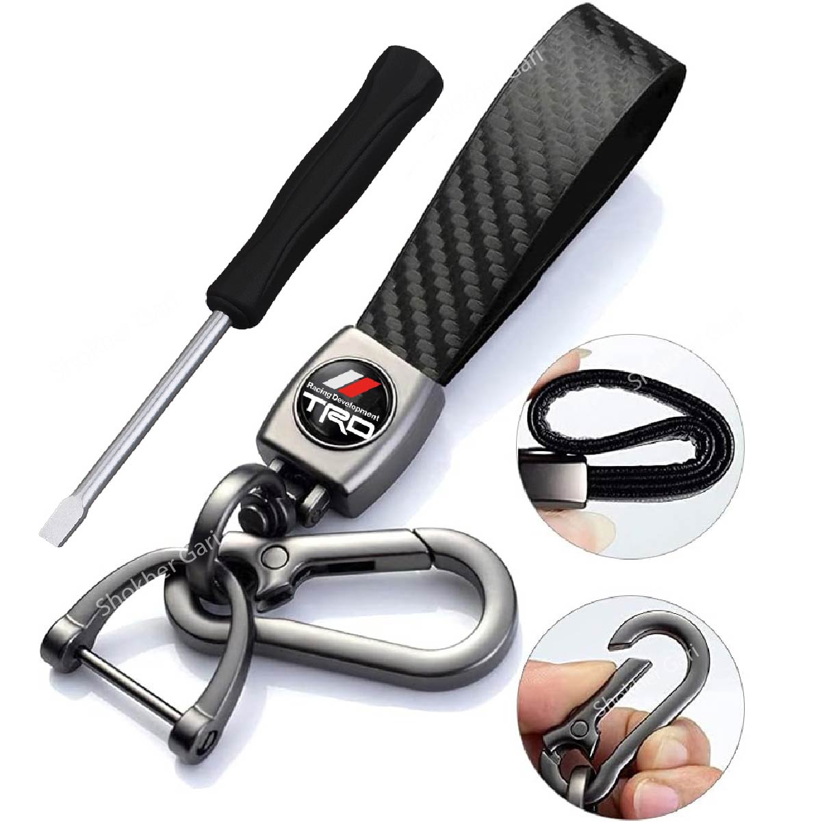 1Pcs Carbon Fiber Car Branded Keyring Artificial Leather image 5