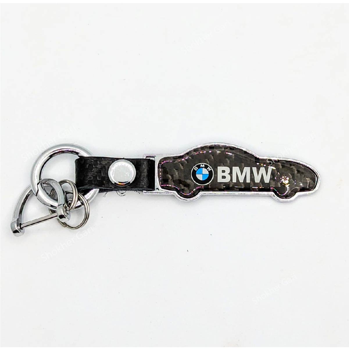 Carbon Car Shape Metal Keyring