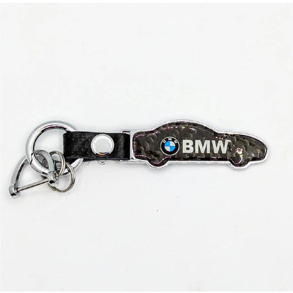 Carbon Car Shape Metal Keyring