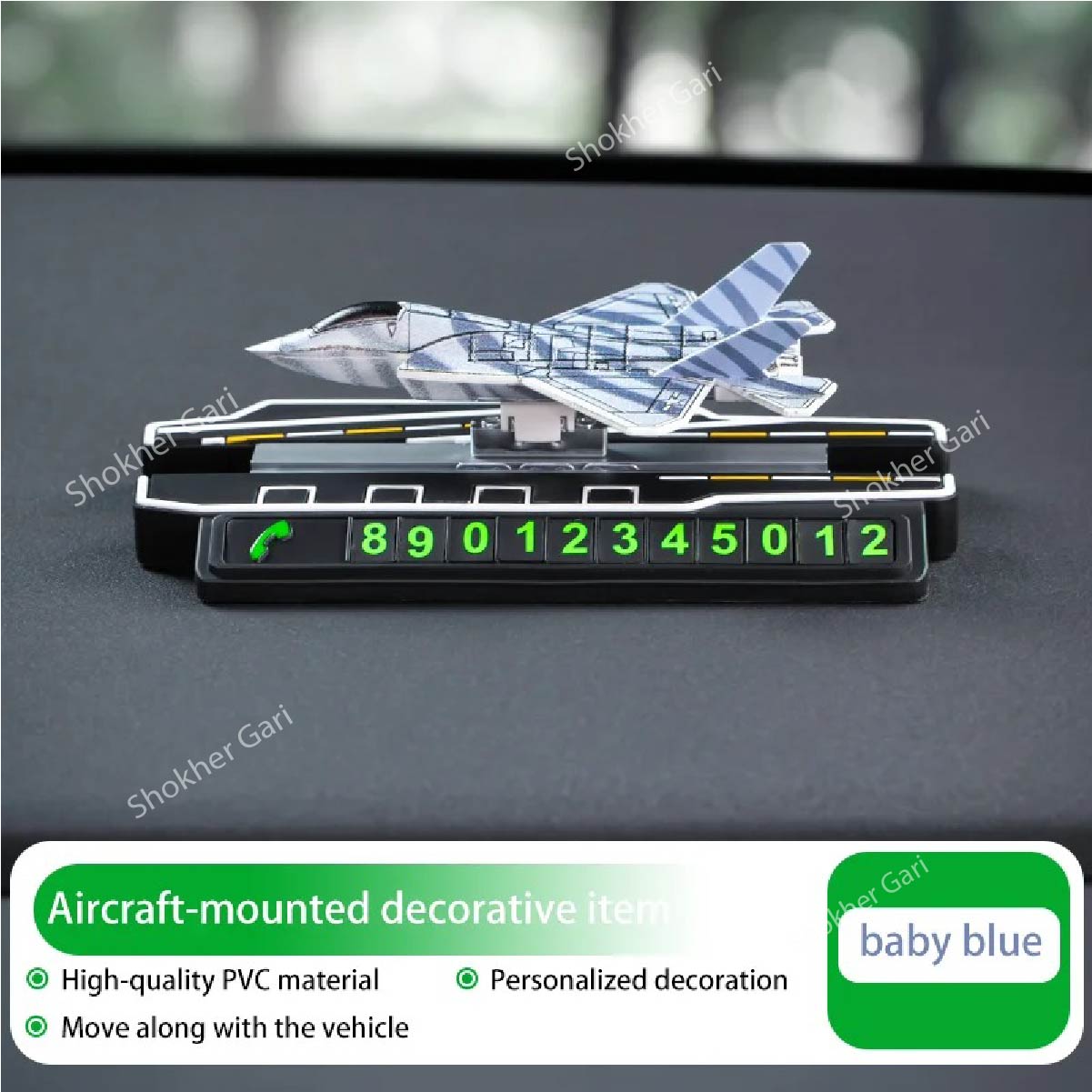Car Dashboard Sliding Airplane Parking Number - Blue image