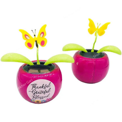 Solar Dancing Flower Nature  Shaking Head Toy Doll Dashboard Showpiece  - Butterfly image