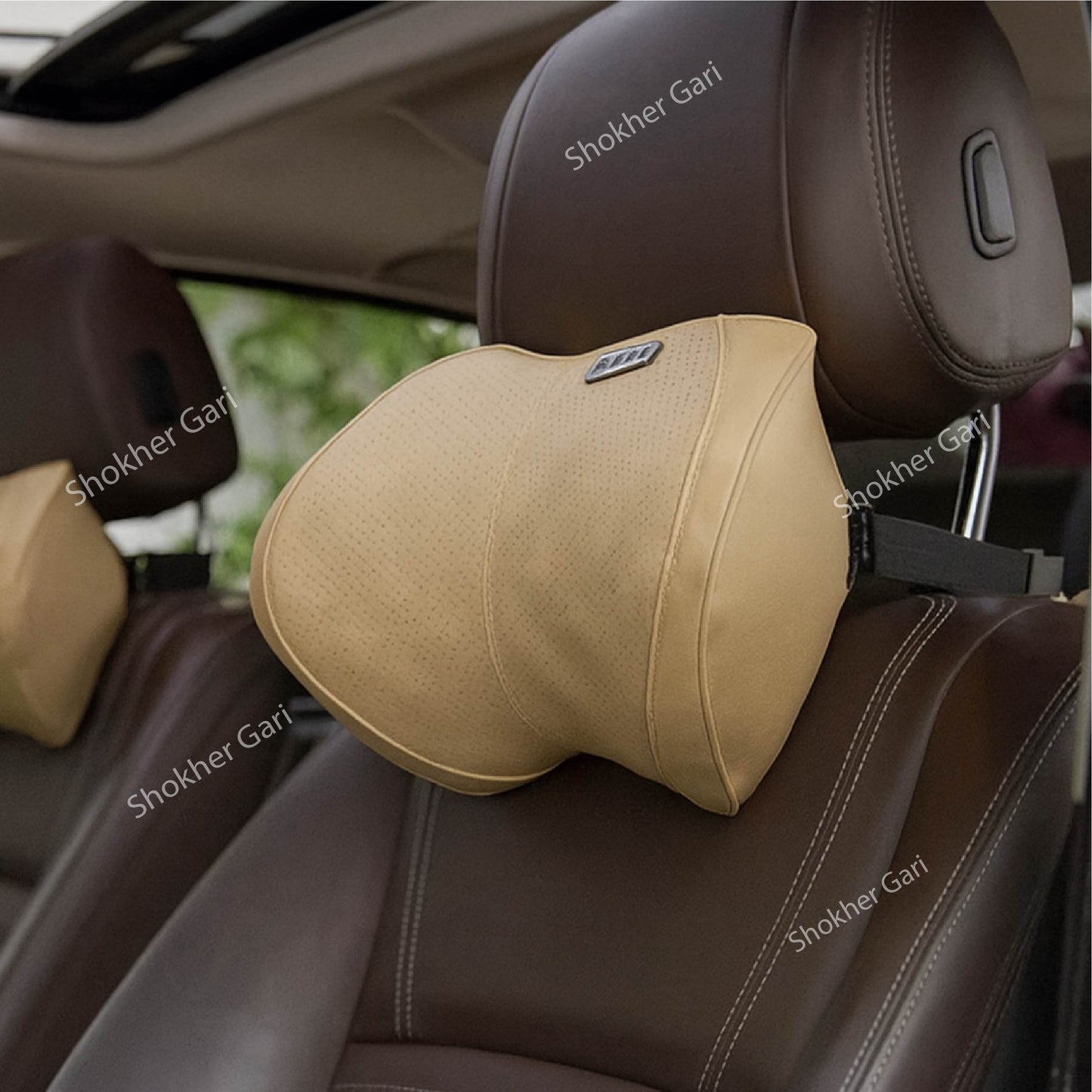 1pcs Drop style Sweet leather neck pillow - Beige image