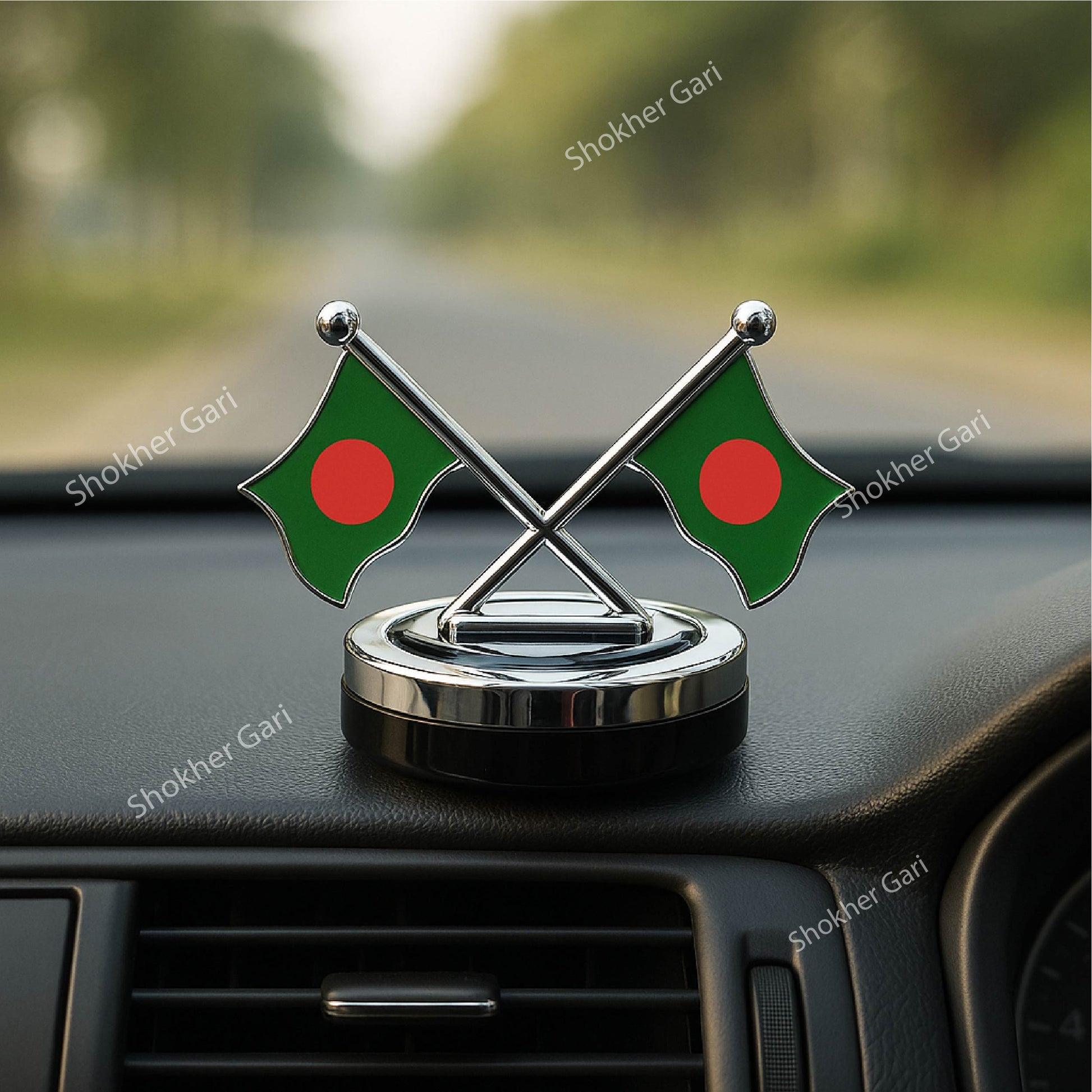 Bangladesh Car Flag Auto Rotating Solar air Freshener - Black image