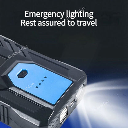 98800 mAh 12V Car Emergency Jump Starter Power Bank &amp; Air Compressor Kit For Vehicles H33 - Plastic Case / Blue image 4