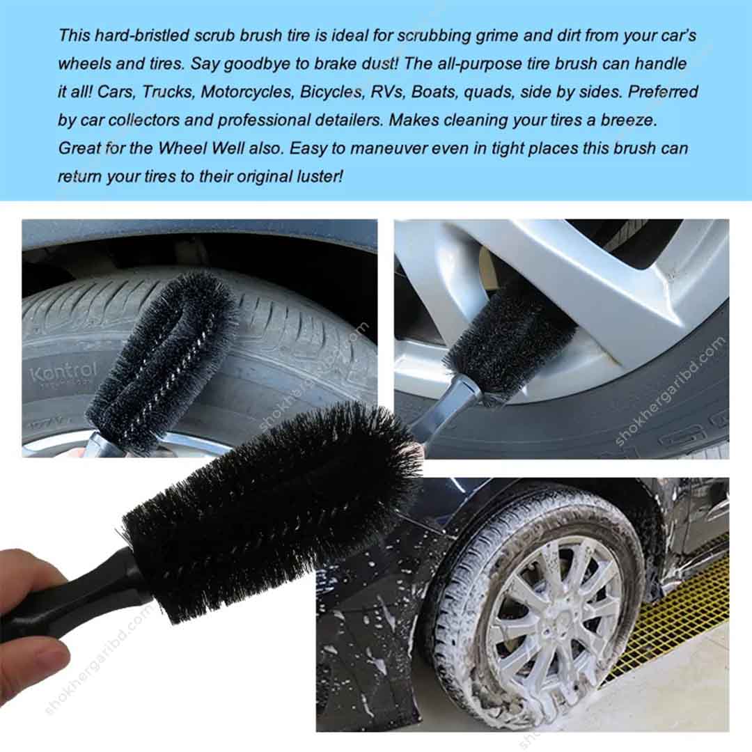 Black 1pc Universal Car Wheel Rims  Brush image 1