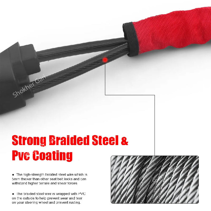 Car Steering Wheel Lock and Seat Belt Anti-Theft Lock with Keys image 2