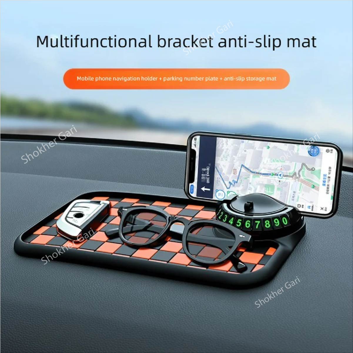 5 Number Design Car Dashboard Anti-Slip Mobile Mat