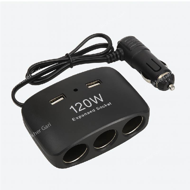 120w Car 3 Pin Socket With 2 USB Charging Put image 1