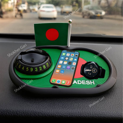 Bangladesh Flag  3 in 1 Car mobile mat High Quality With mobile Number image 0