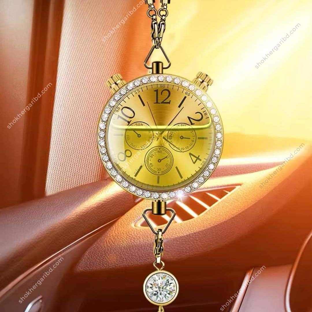 Car Clock With Air Freshener Hanging Showpiece image 2