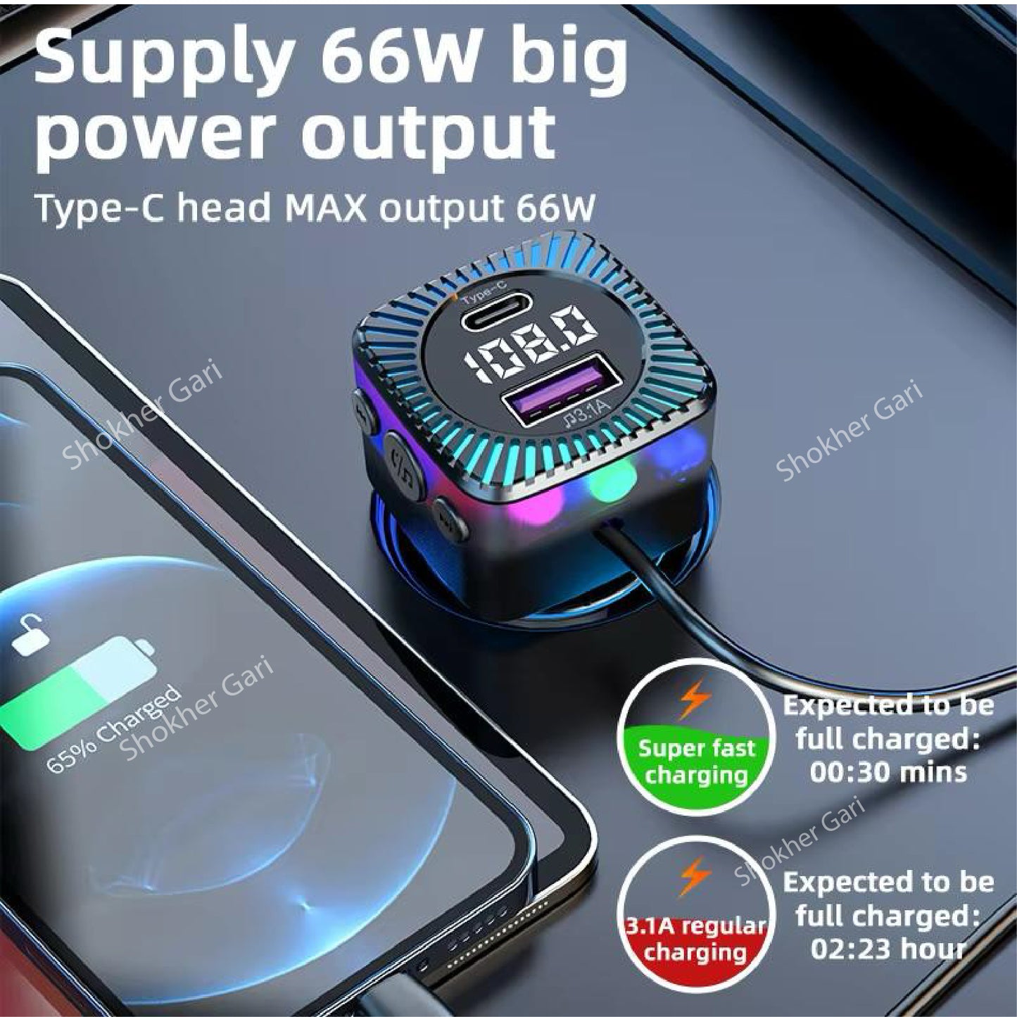 KSC-1069 Bluetooth FM Transmitter Car Charger image 3