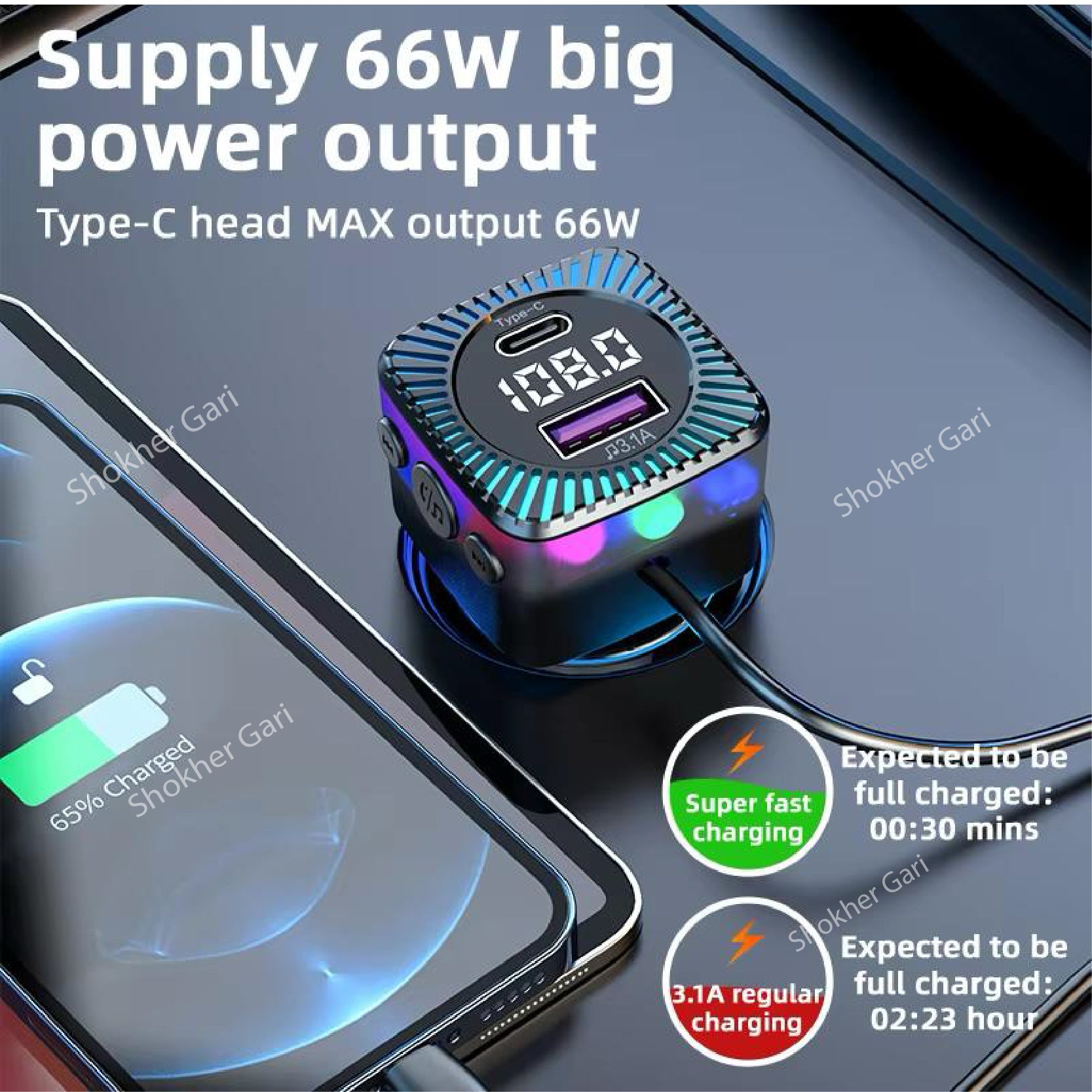 KSC-1069 Bluetooth FM Transmitter Car Charger image 3