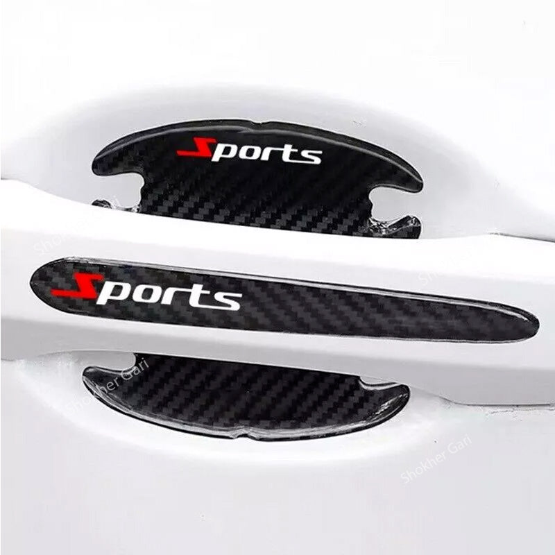 8 pcs set Sports Car Door Handle Bowl Cover Protector Sticker - Carbon image