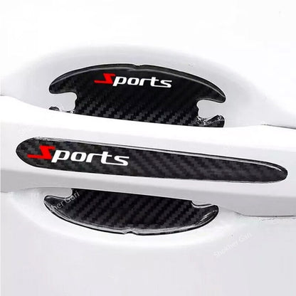 8 pcs set Sports Car Door Handle Bowl Cover Protector Sticker - Carbon image