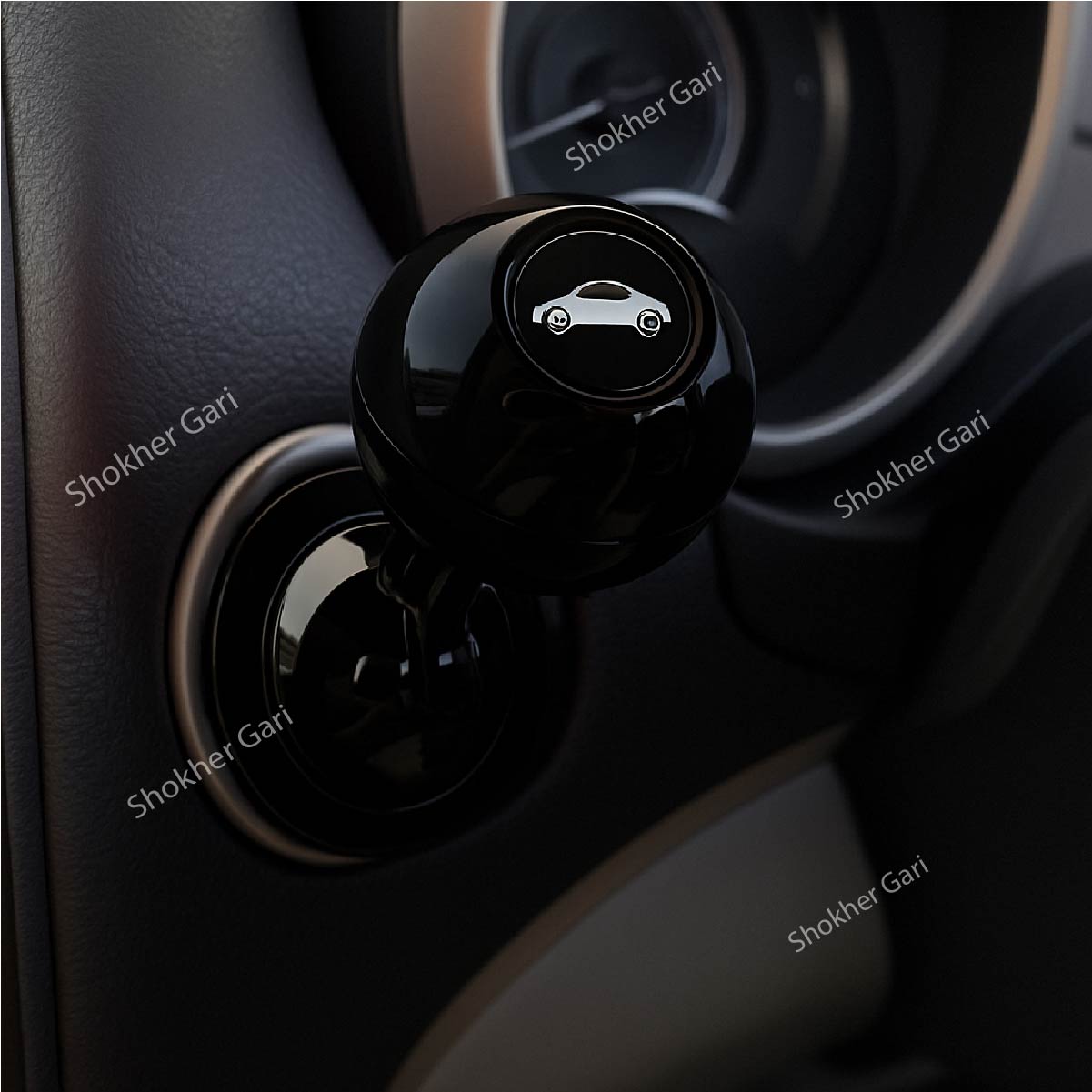 Car Logo Car Engine Start Stop Button Joystick  Pushbutton Cover - Black image