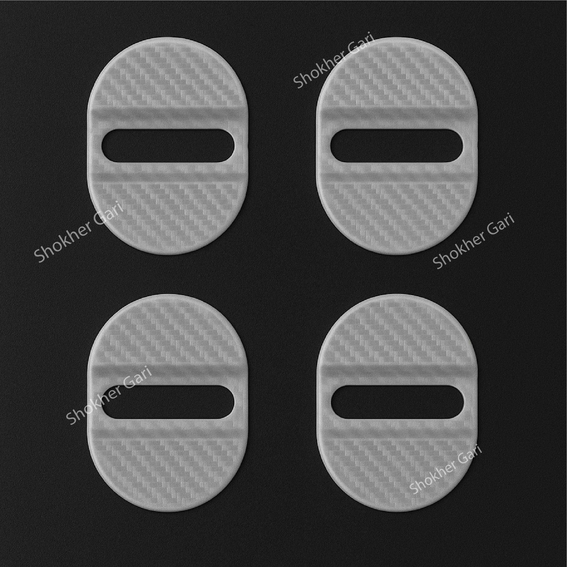 Car Door Lock Protector Plastic Carbon Stopper - 4pcs Set - White image