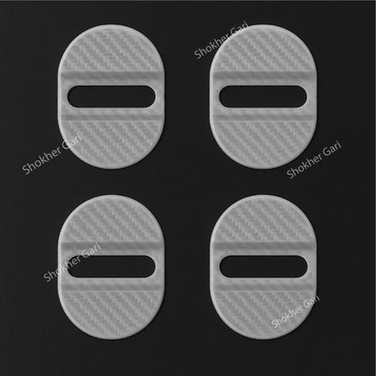 Car Door Lock Protector Plastic Carbon Stopper - 4pcs Set - White image