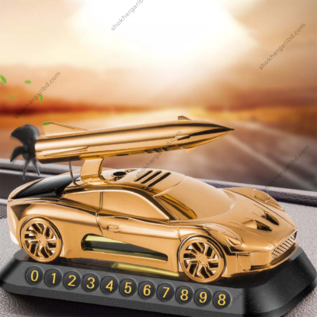 Car Rocket Style Solar perfume with Mobile Number - Golden image