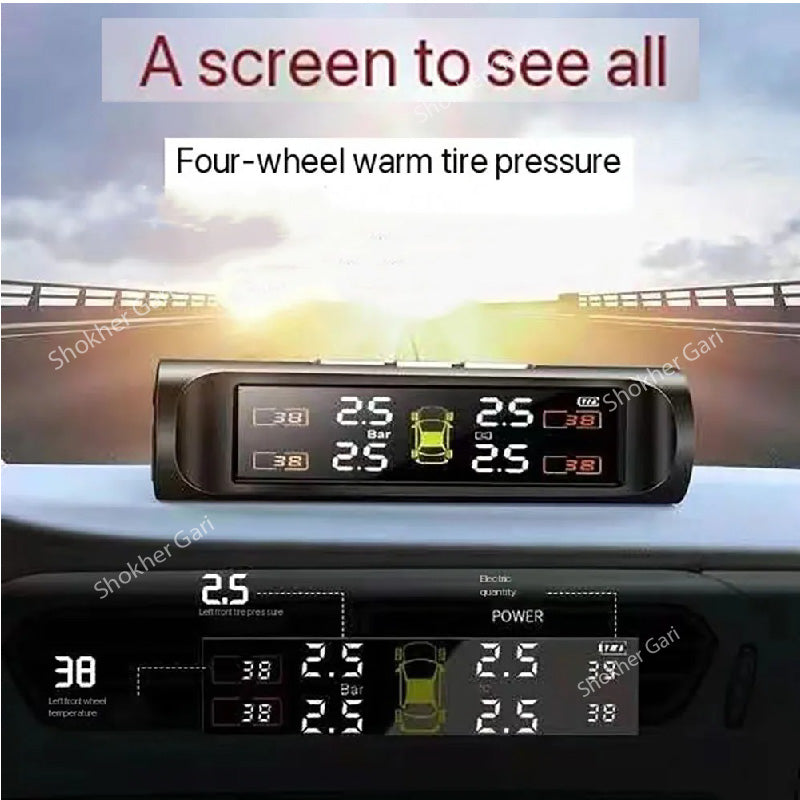 Big Nozzle Solar Power TPMS Car Tire Tyre Air Pressure meter Gauge image 0