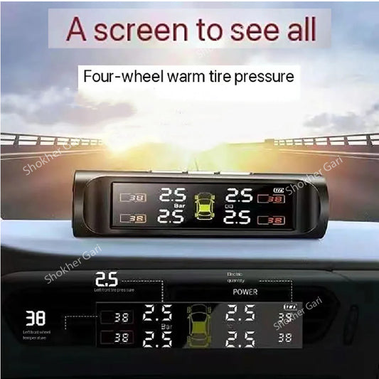 Big Nozzle Solar Power TPMS Car Tire Tyre Air Pressure meter Gauge image 0