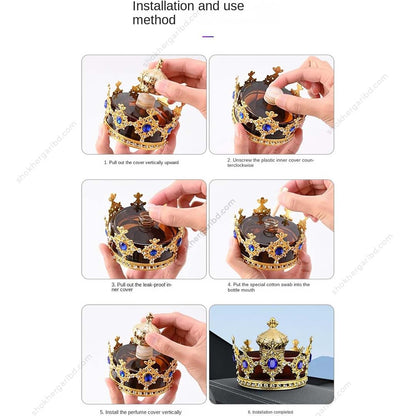 Golden Stone Crown-Shaped Car Air Freshener Elegant Design image 1
