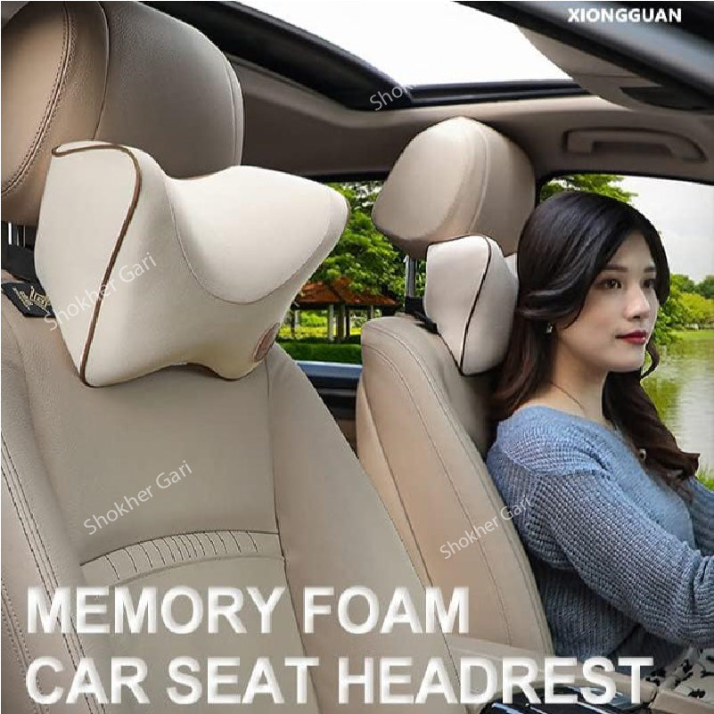 Car Memory Foam U Shape Neck Pillow 1pcs - Beige image
