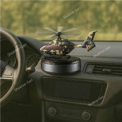 Army Style Solar Powered Air Freshener For Car Dashboard Decoration and Fragrance (2 in 1) - Black image