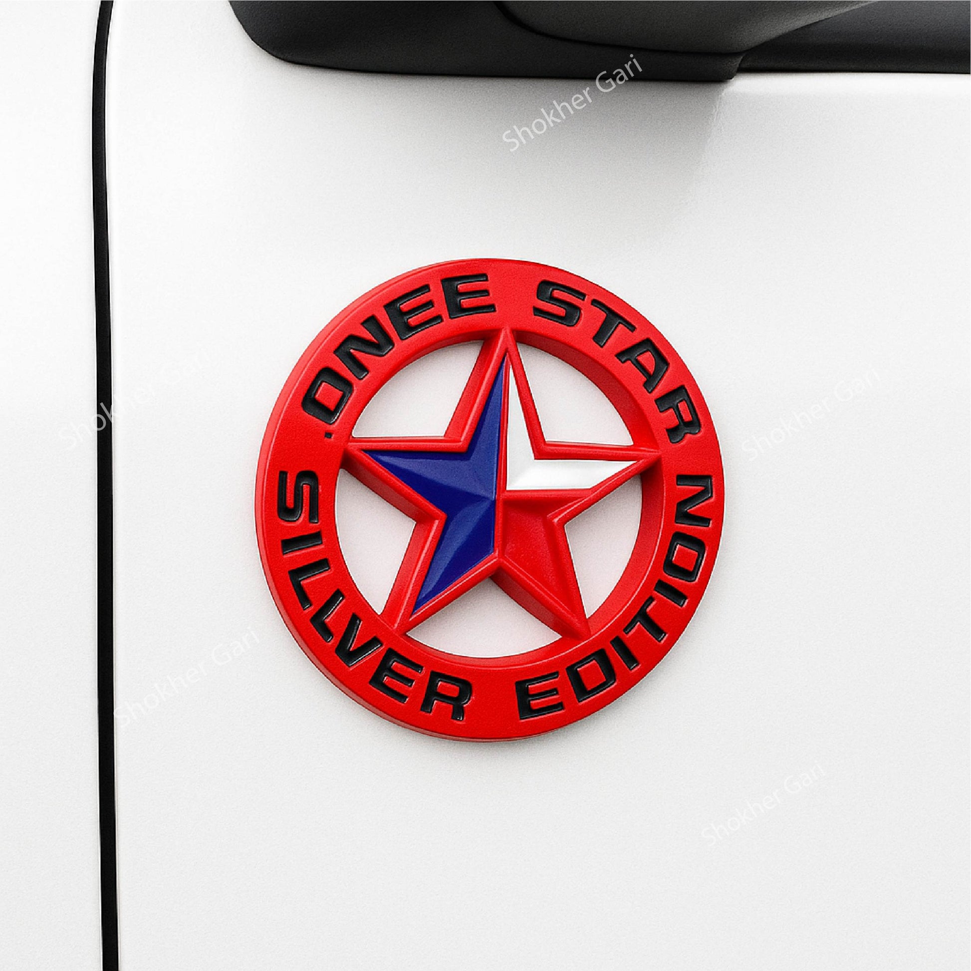 (3D Round Lone Star Black+Flag) image 2