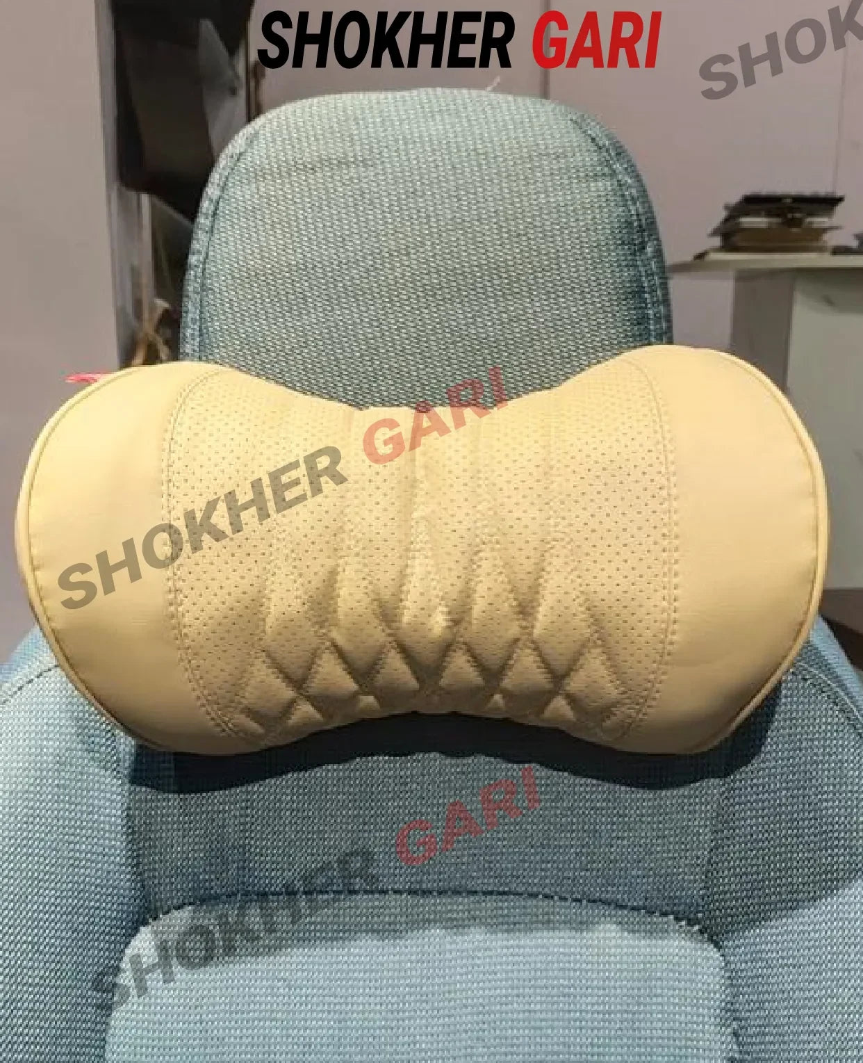 Car Seat Premium Artificial Neck Pillow - Beige image