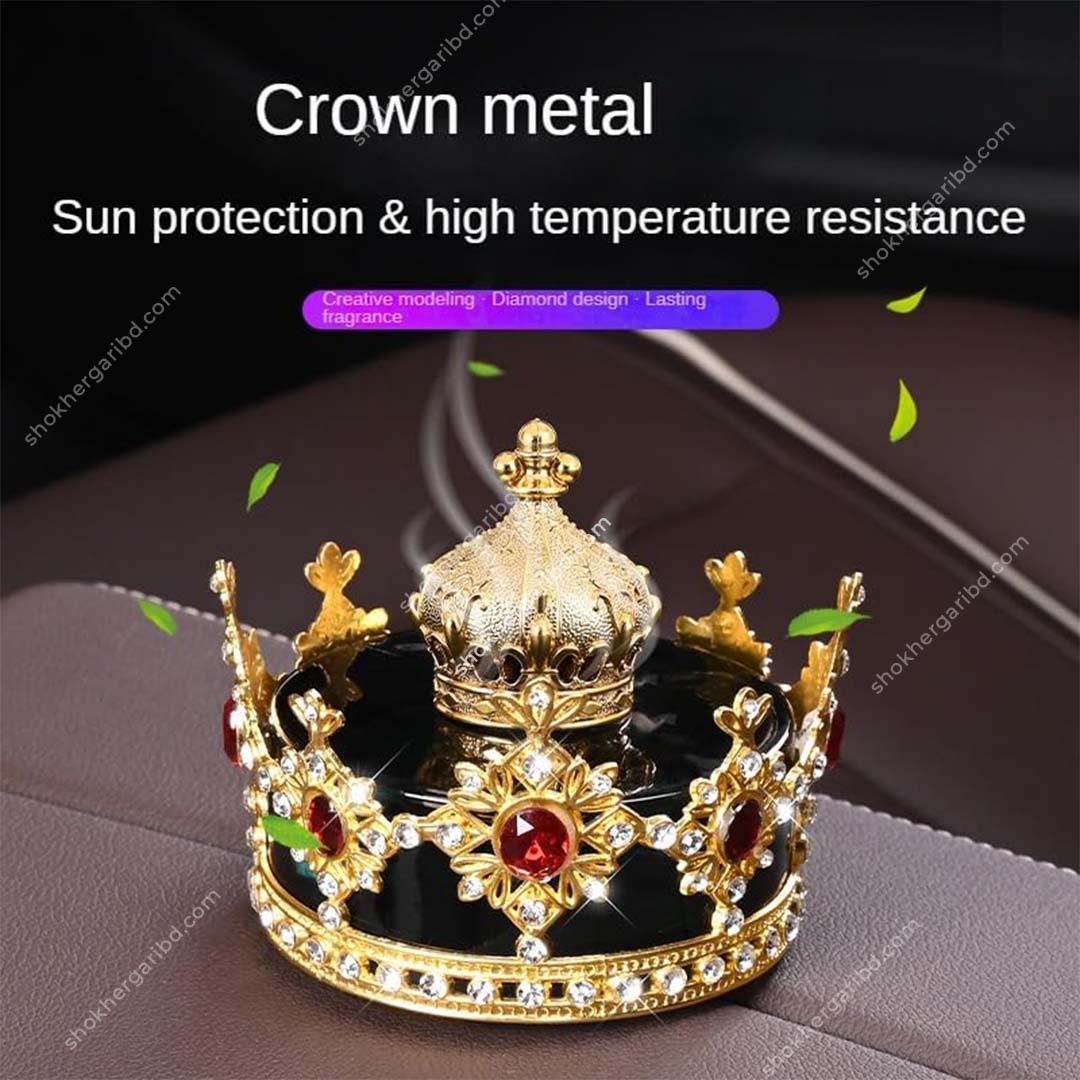 Golden Stone Crown-Shaped Car Air Freshener Elegant Design - Red image