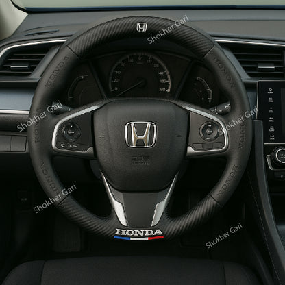 Car Branded Half Carbon Steering Wheel Cover image 1