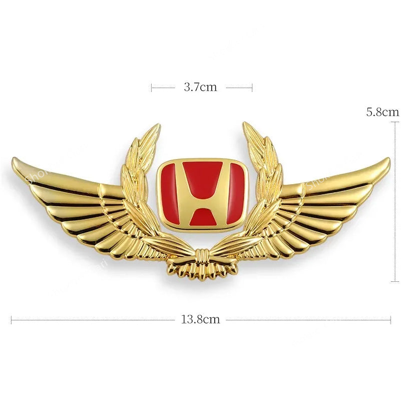 Golden metal car Logo Premium stickers - Honda image