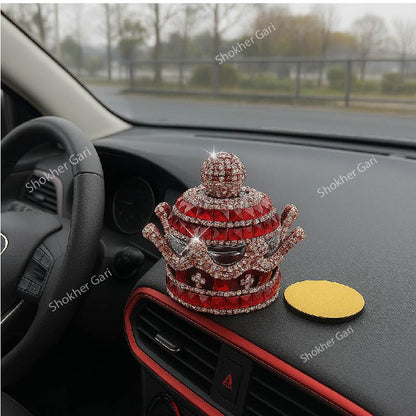 Crystal Crown Car Air Freshener - Crystal Car Fragrance Ornament with Refreshing Smell - Red image