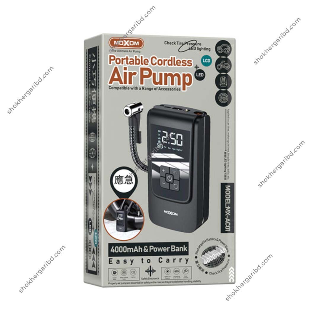 Moxom MODEL:MX-ACOI Portable Cordless Air Pump 4000 mah &amp; Power Bank image 5